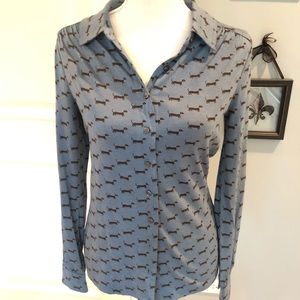 Boden Dog Print Jersey Button Down Shirt